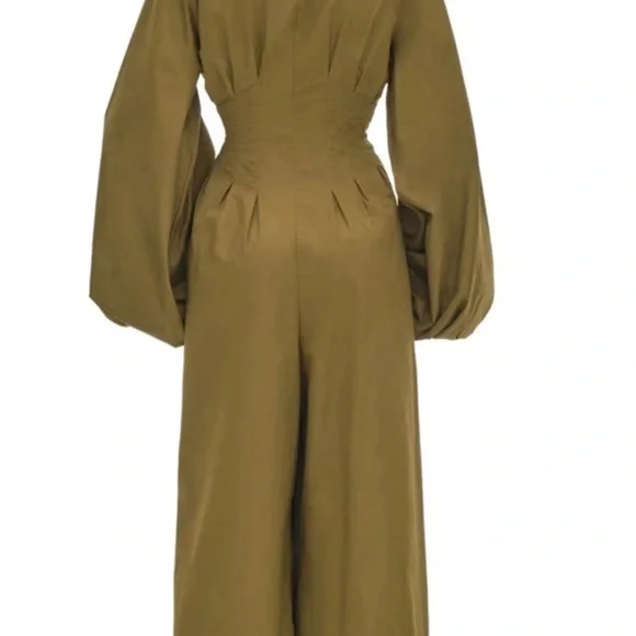 Andrea Iyamah NIA Culotte Olive Green Hunter Green Jumpsuit NWT SIZE Large - Picture 2 of 4